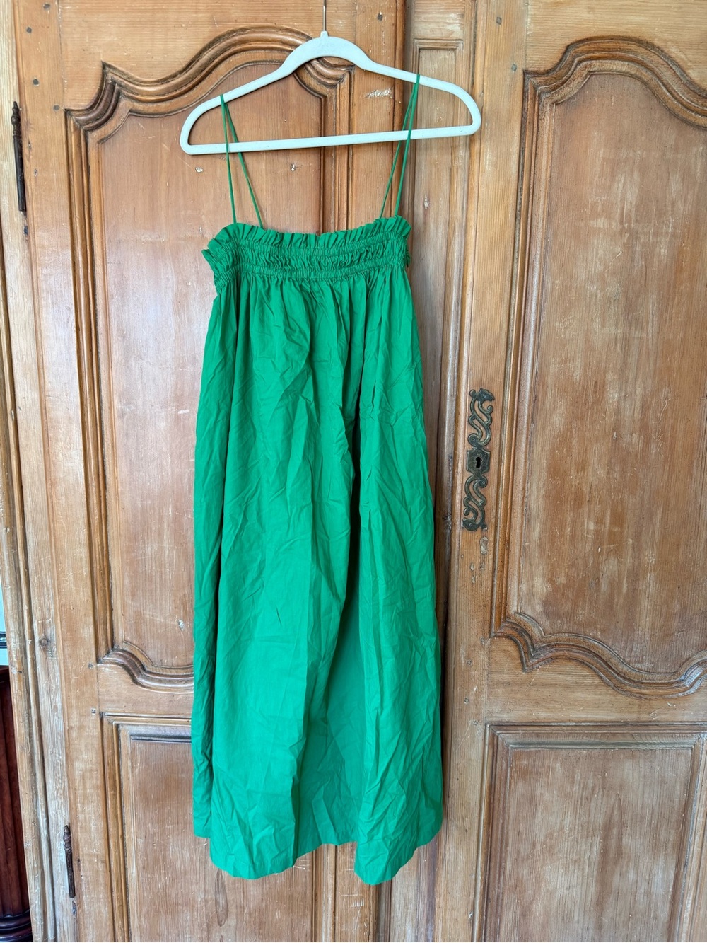 Ali Golden Green Smocked Strap Sundress